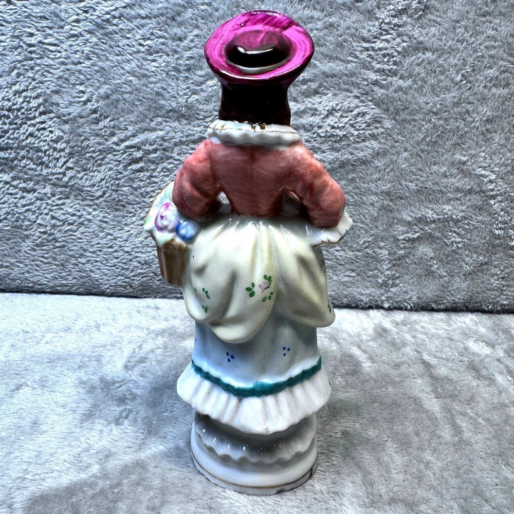 Vintage Victorian Lady Porcelain Figurine Vase Spill Holder Hand Painted Japan - Picture 3 of 6